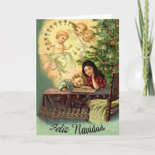 Vintage religiöse Hispanic-/Latino-Weihnachtskarte Feiertagskarte