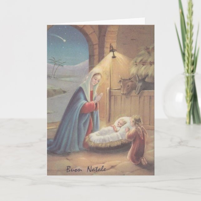 Vintage religiöse italienische Weihnachtskarte Karte (Vorderseite)