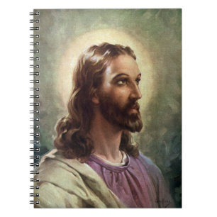 Vintage Religiöse, Jesus Christus Portrait mit Hal Notizblock