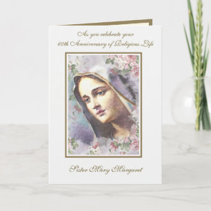 Vintage religiöse Jungfrau Maria Jubiläum Nonne Karte