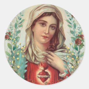 Vintage religiöse Jungfrau Mary Immakulieren Herz Runder Aufkleber