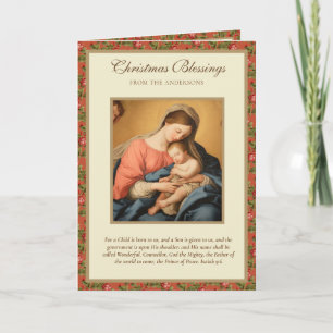 Vintage religiöse Jungfrau Mary Jesus Scripture Feiertagskarte