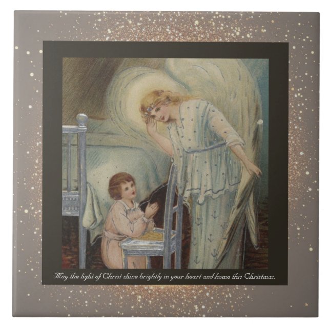 Vintage religiöse Keramik Tile + Wünsche Fliese (Vorderseite)