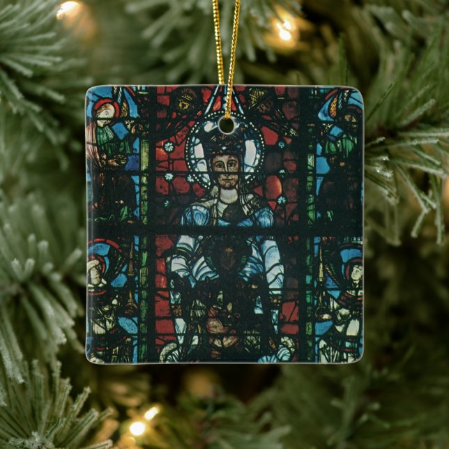 Vintage Religiöse Kirchenfenster aus festem Glas Keramikornament (Baum)