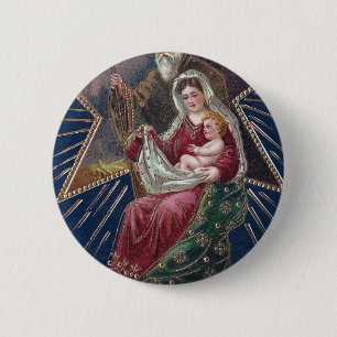 Vintage Religiöse Mary und Baby Jesus Weihnachten Button