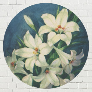 Vintage religiöse Ostergrüße, Lilienblumen Runder Aufkleber