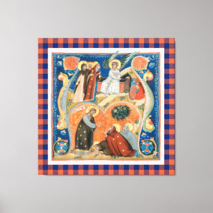 Vintage Religiöse Osterkunst in Büffel-Karos Leinwanddruck