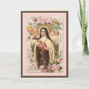 Vintage religiöse St. Therese Gebetsrosenkarte Karte