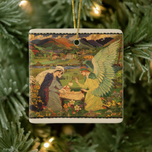 Vintage religiöse Tapestry mit dem Baby Jesus Chri Keramikornament