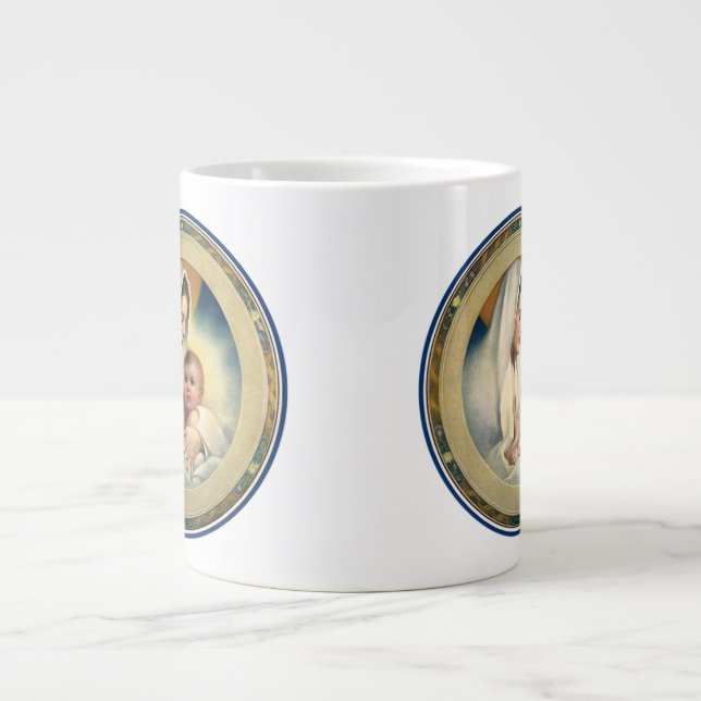 Vintage religiöse Weihnachten, Madonna und Kind Jumbo-Tasse (Vorderseite)