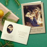 Vintage religiöse Weihnachtsfeier Jungfrau Mary Ba Feiertagskarte<br><div class="desc">Das Lied der Engel von William Adolphe Bouguereau ist ein wunderschönes Bild der himmlischen Engel,  die der Jungfrau und dem Kind zum Schlafen dienen. Flügelengel spielen Geige und Laute vor dem schlafenden Christus. Alle Texte und Schriftart können personalisiert und modifiziert werden.</div>