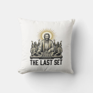 Vintage religiöser DJ The Last Set-Shirt-Design_1 Kissen