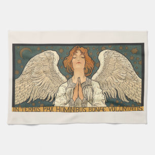 Vintage religiöser Engel betend mit goldenen Stern Geschirrtuch