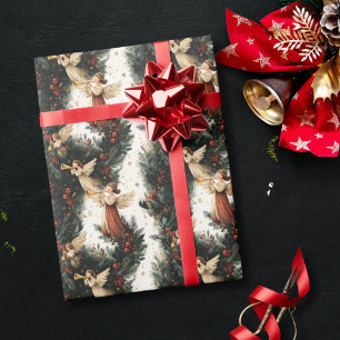 Vintage religiöser Trompeten-Engel Weihnachten Geschenkpapier