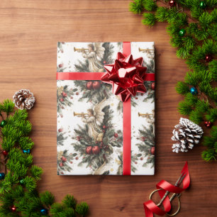 Vintage religiöser Trompetenengel Weihnachten Geschenkpapier