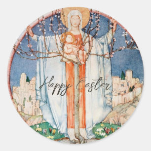 Vintage religiöses Ostern Runder Aufkleber