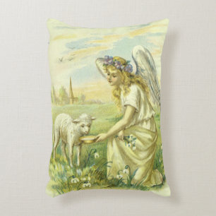 Vintage religiöster Ostern viktorianischer Engel m Dekokissen