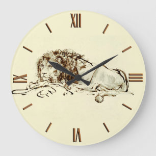 Vintage Rembrandt-Tintenzeichnung Große Wanduhr