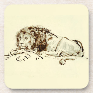 Vintage Rembrandt-Tintenzeichnung Untersetzer