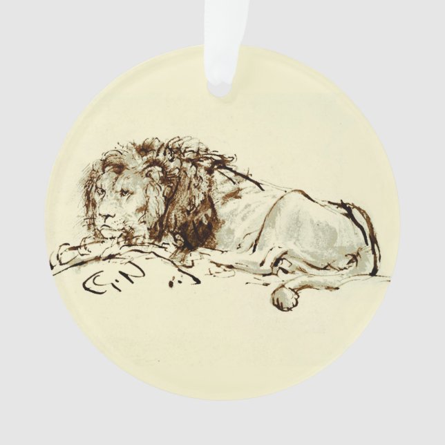 Vintage Rembrandt-Tintenzeichnung / Zeichn einer L Ornament (Vorderseite)