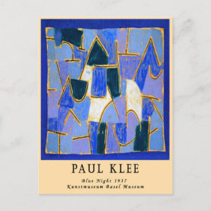 Vintage Remix Paul Klee Blau Abstrakt Bauhaus  Postkarte