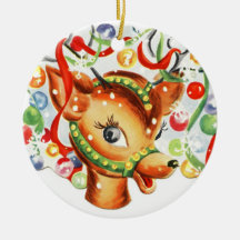 Vintage Ren-Keramik-Weihnachtsverzierung