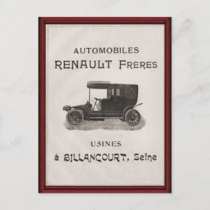 Vintage REnault Automobilplakat Postkarte