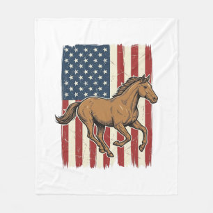 Vintage-Rennpferd-patriotisches-Flag-Shirt-Design_ Fleecedecke