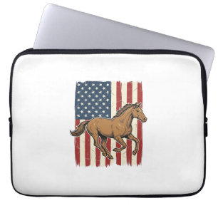 Vintage-Rennpferd-patriotisches-Flag-Shirt-Design_ Laptopschutzhülle