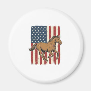 Vintage-Rennpferd-patriotisches-Flag-Shirt-Design_ Magnet