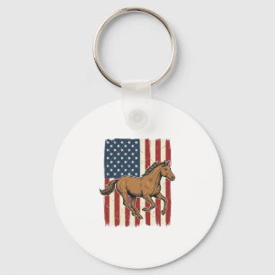 Vintage-Rennpferd-patriotisches-Flag-Shirt-Design_ Schlüsselanhänger