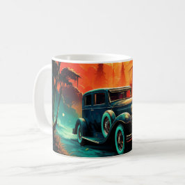 Vintage-Rennsonnenuntergangs-T-Shirt Kaffeetasse