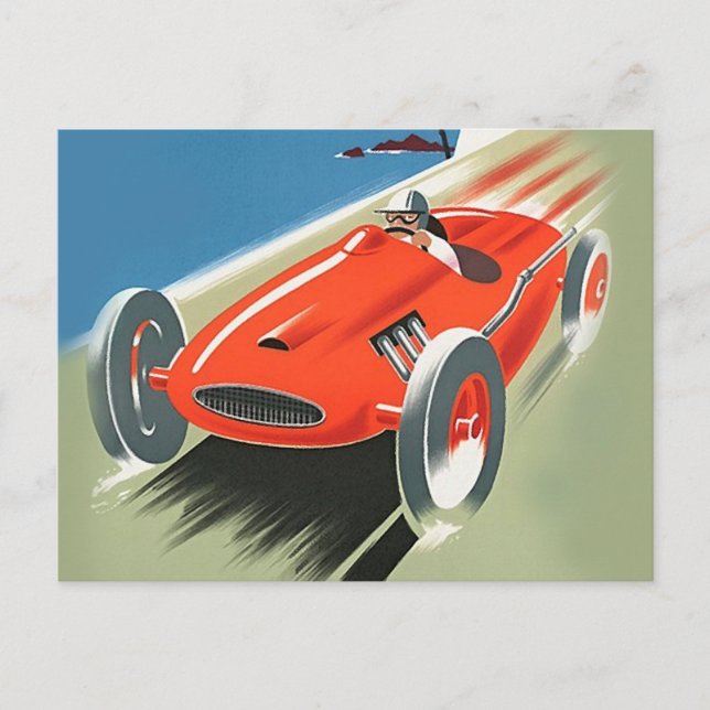 Vintage-Rennsport-Postkarten Postkarte (Vorderseite)