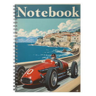 Vintage Rennstrecke Car Côte d'Azur Notizblock