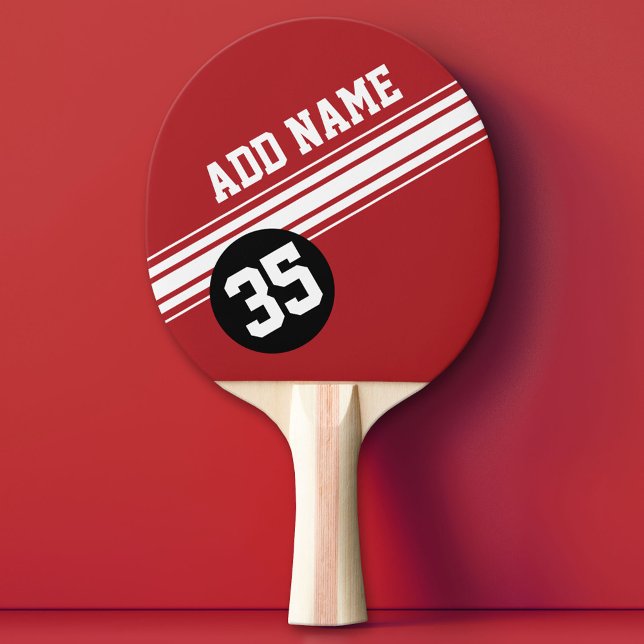 Vintage Rennstreifen - Rot und Schwarz Tischtennis Schläger (Custom Ping Pong Paddle with a Sports Theme)