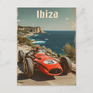 Vintage-Rennwagen auf Ibiza Postkarte