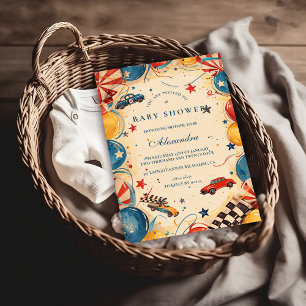 Vintage-Rennwagen-Baby-Party Einladung