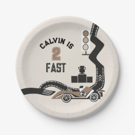 Vintage Rennwagen-Boys zwei schnelle Geburtstagspa Pappteller