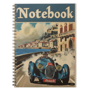 Vintage-Rennwagen fährt an der Küste Südfrankreich Notizblock