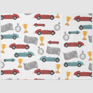 Vintage Rennwagen mit blauer und roter Schnelle Re Seidenpapier