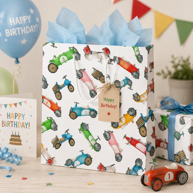 Vintage-Rennwagen-Muster Große Geschenktüte (Von Creator hochgeladen)