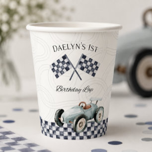 Vintage-Rennwagen-Papierbecher zum 1. Geburtstag Pappbecher