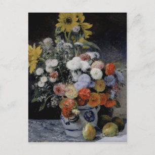 Vintage Renoir Gemischte Blumen in einem Steingutt Feiertagspostkarte