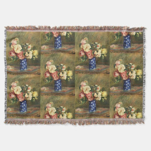 Vintage-Renoir-Rosabouquet in Rosa in blauem Vasen Decke