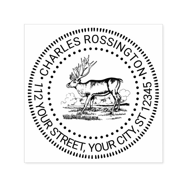 Vintage Rentier-Karibik Zeichne Namensadresse Permastempel (Design)