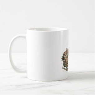 Vintage-Rentier-Schlitten Retro-Weihnachtskarten-D Kaffeetasse