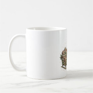 Vintage-Rentier-Schlitten Retro-Weihnachtskarten-D Kaffeetasse