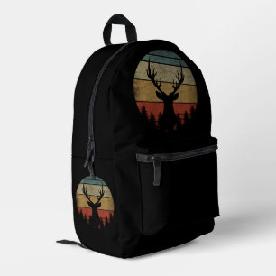 Vintage-Rentier-Silhouette Hirschkopf Bedruckter Rucksack