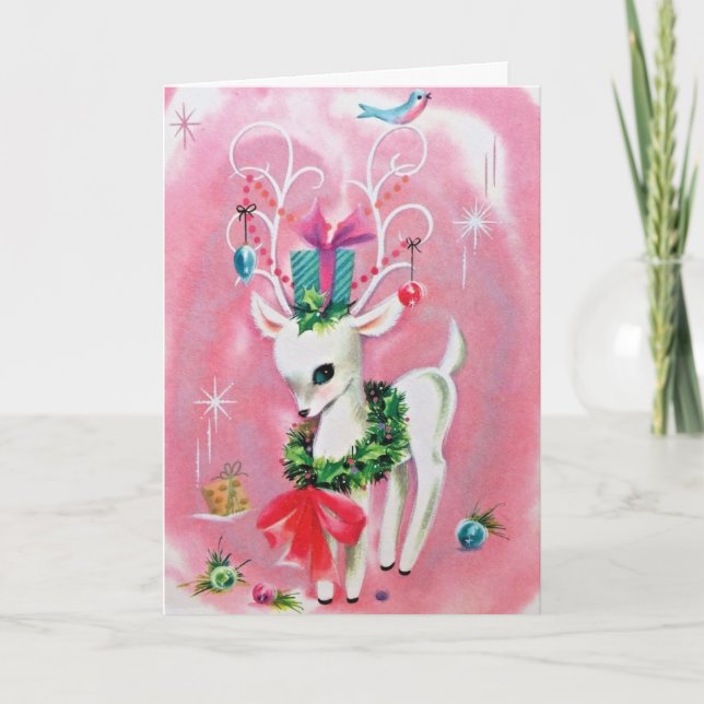 Vintage Rentiere Karte (Vorderseite)