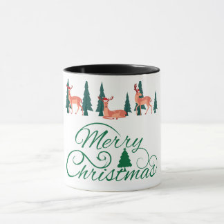 Vintage-Rentiere mit Weihnachtsmannmützen Kaffee Tasse